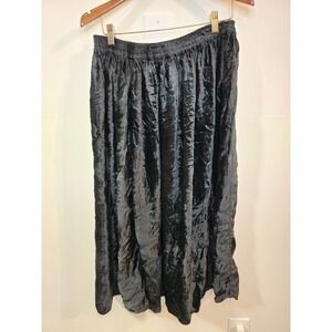 Vintage Whimsigoth Black Velvet Midi Skirt Witchy Dark Romance One Size
